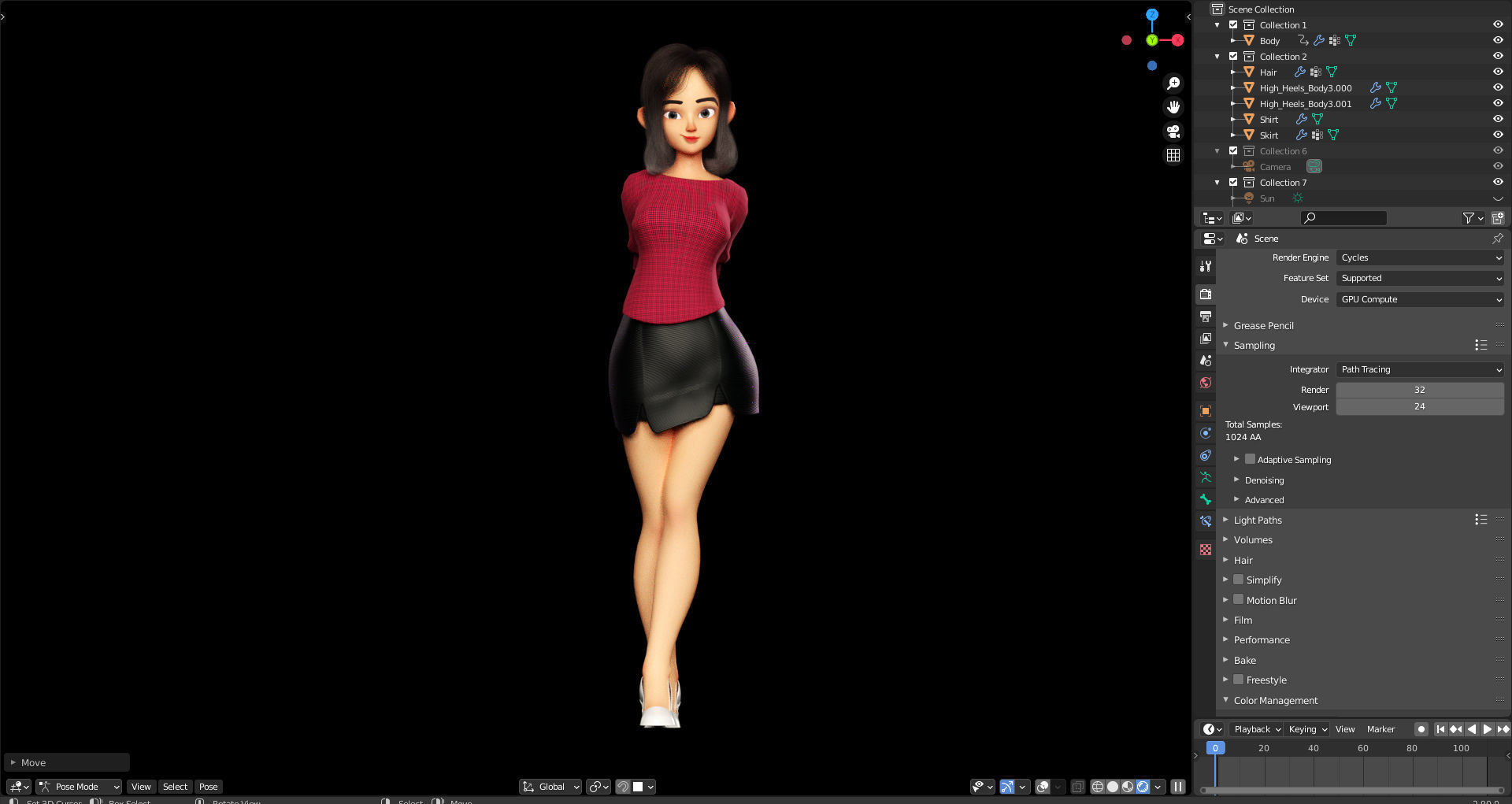 Rigged - Stylized Character Girl - Amy Style 4 - Blender 3D 3D model_8