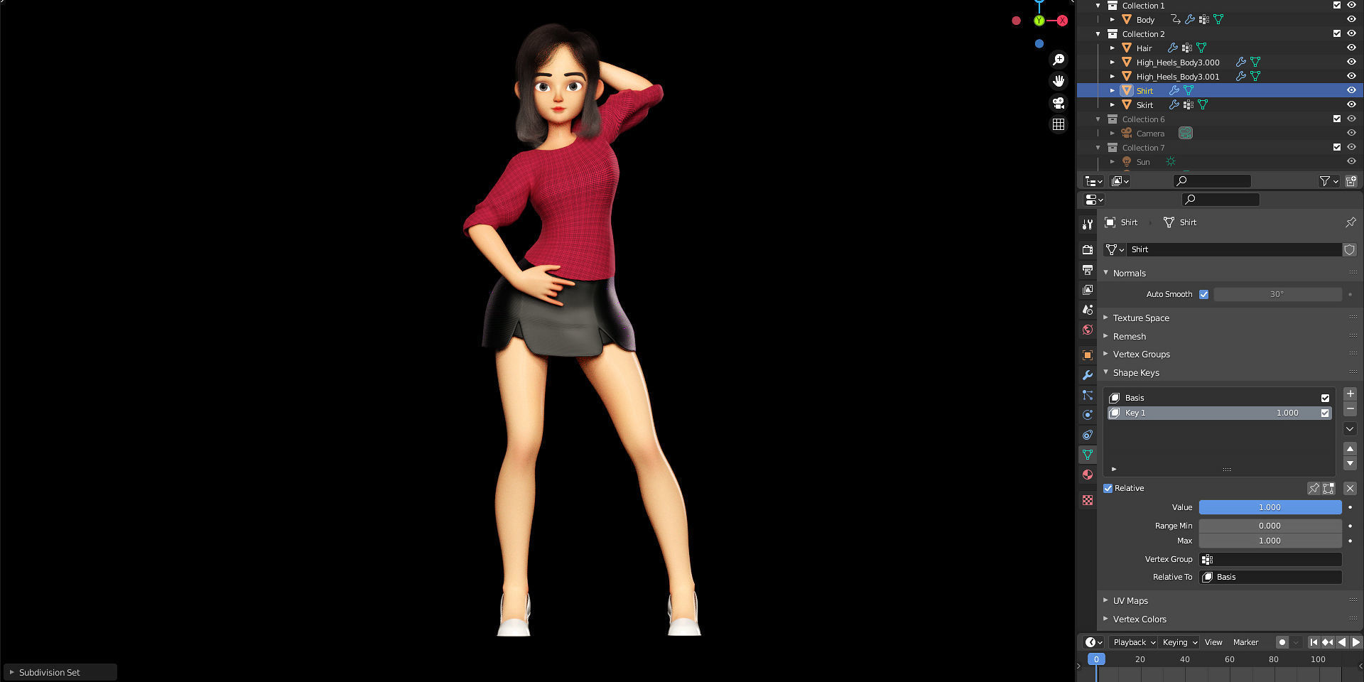 Rigged - Stylized Character Girl - Amy Style 4 - Blender 3D 3D model_2