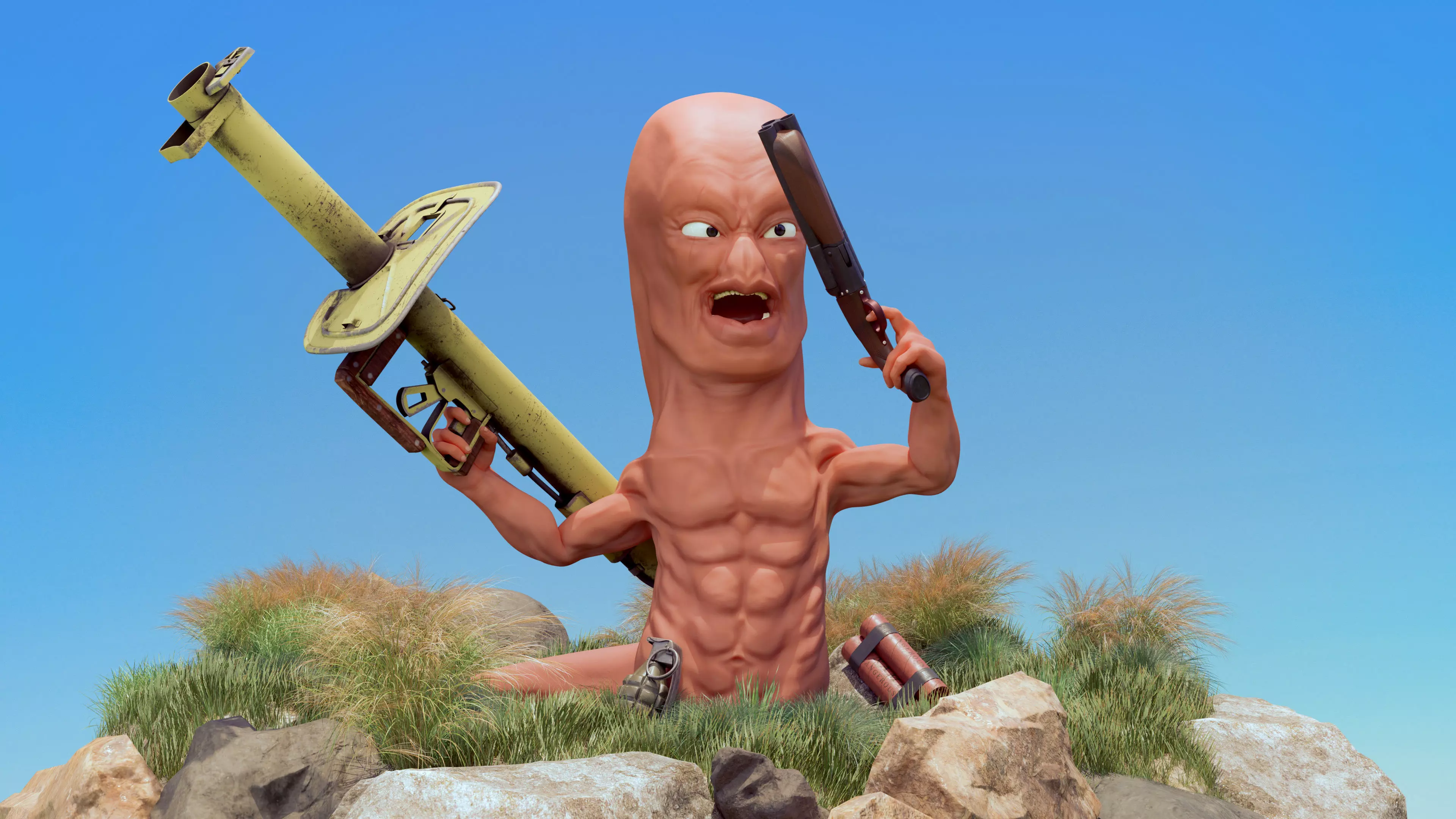 Realistic Worm - from the videogame series Worms Free low-poly 3D model_0