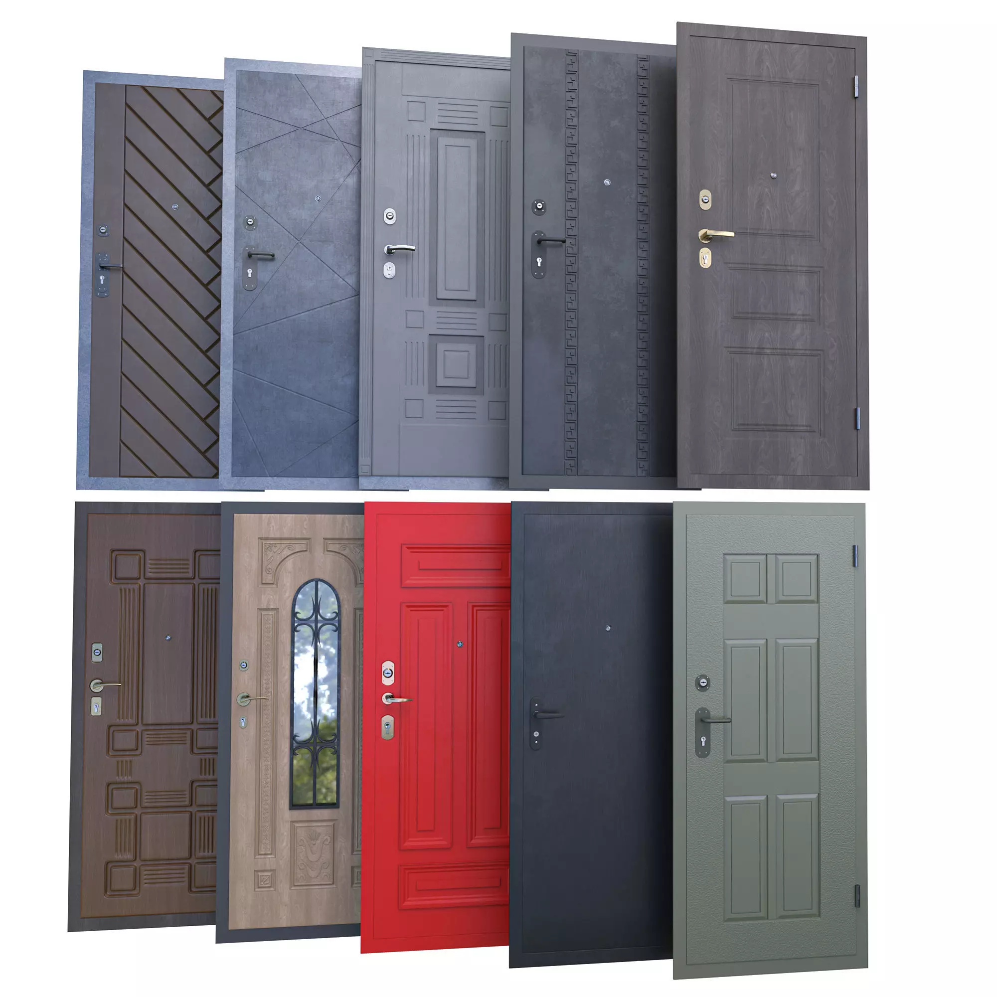 10 front doors for house 3D model_0