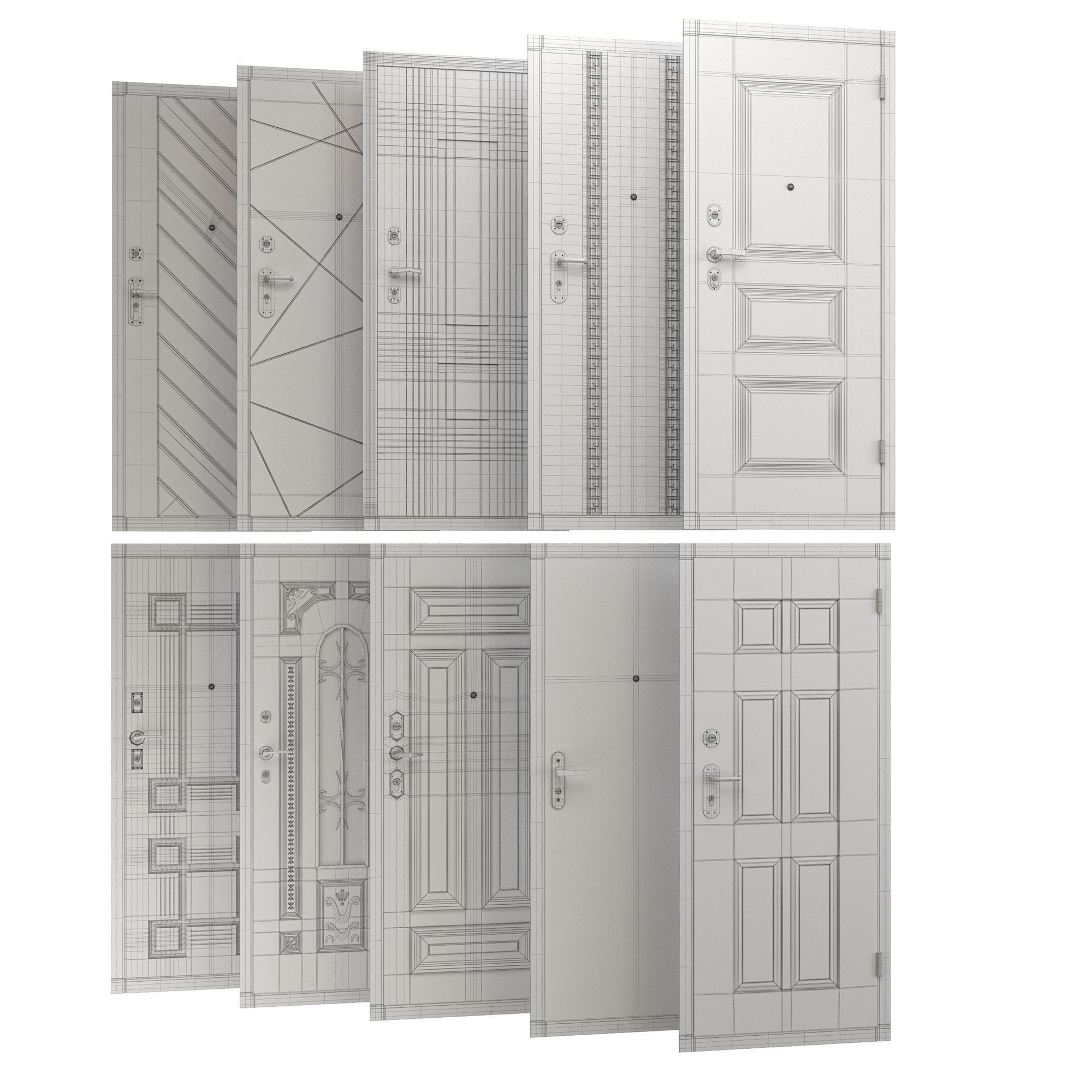 10 front doors for house 3D model_3
