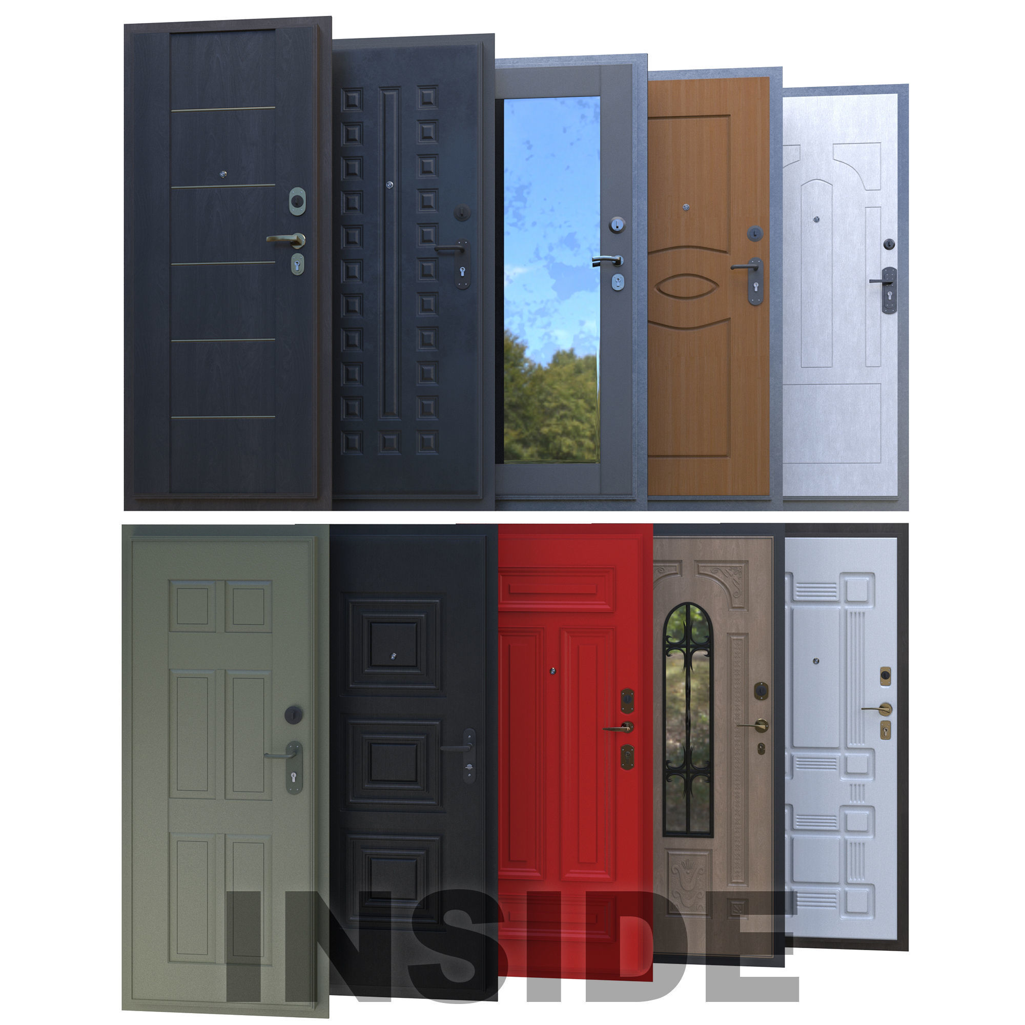 10 front doors for house 3D model_1