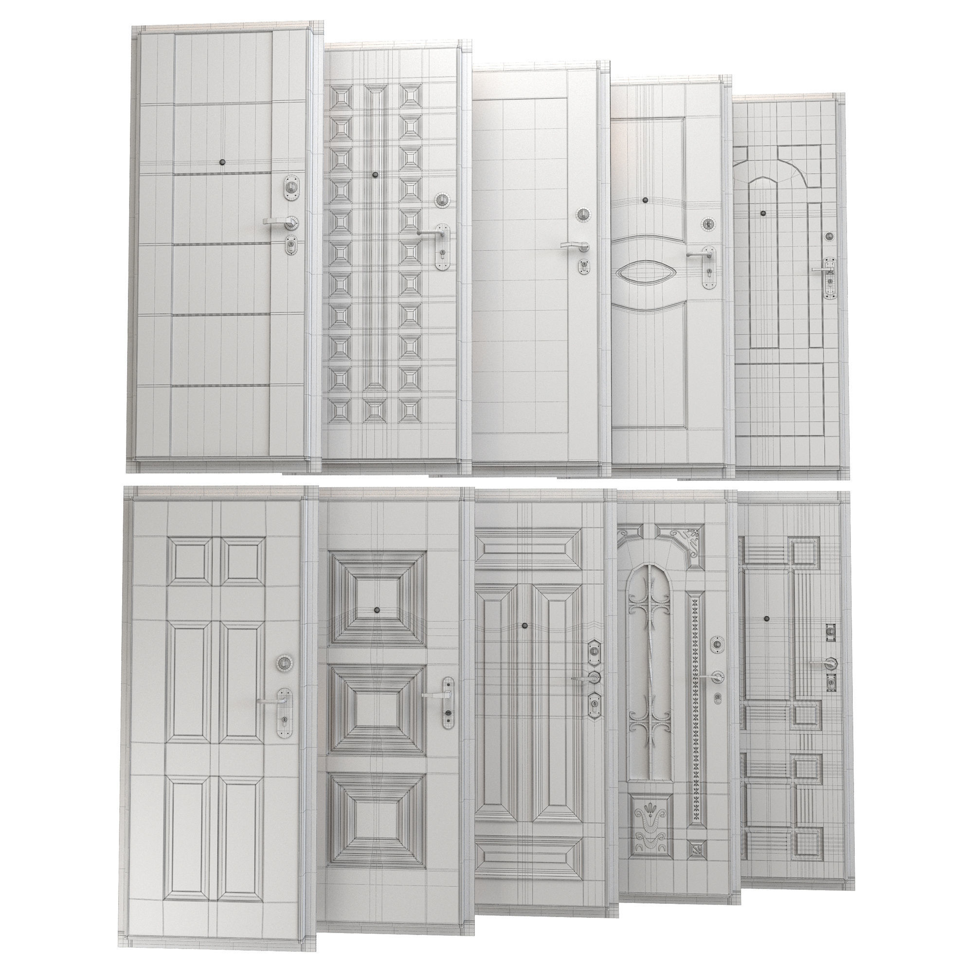 10 front doors for house 3D model_4