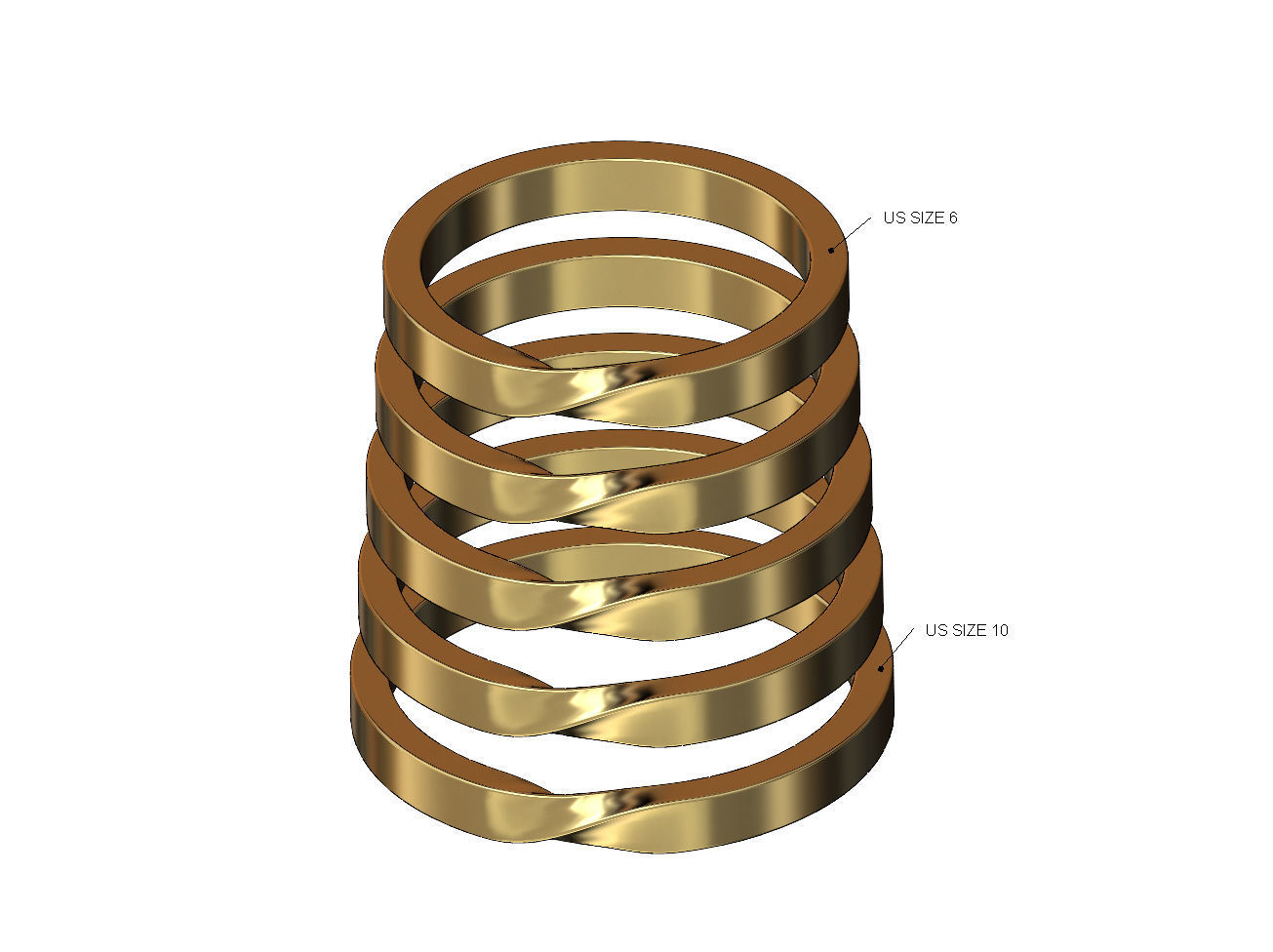 Twisted band US sizes 6to10 3D print model_1