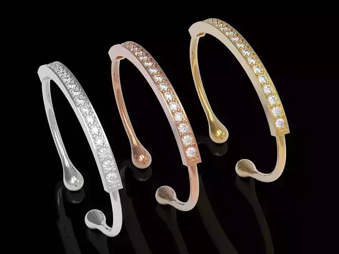 Bracelet rose gold cuff with diamonds