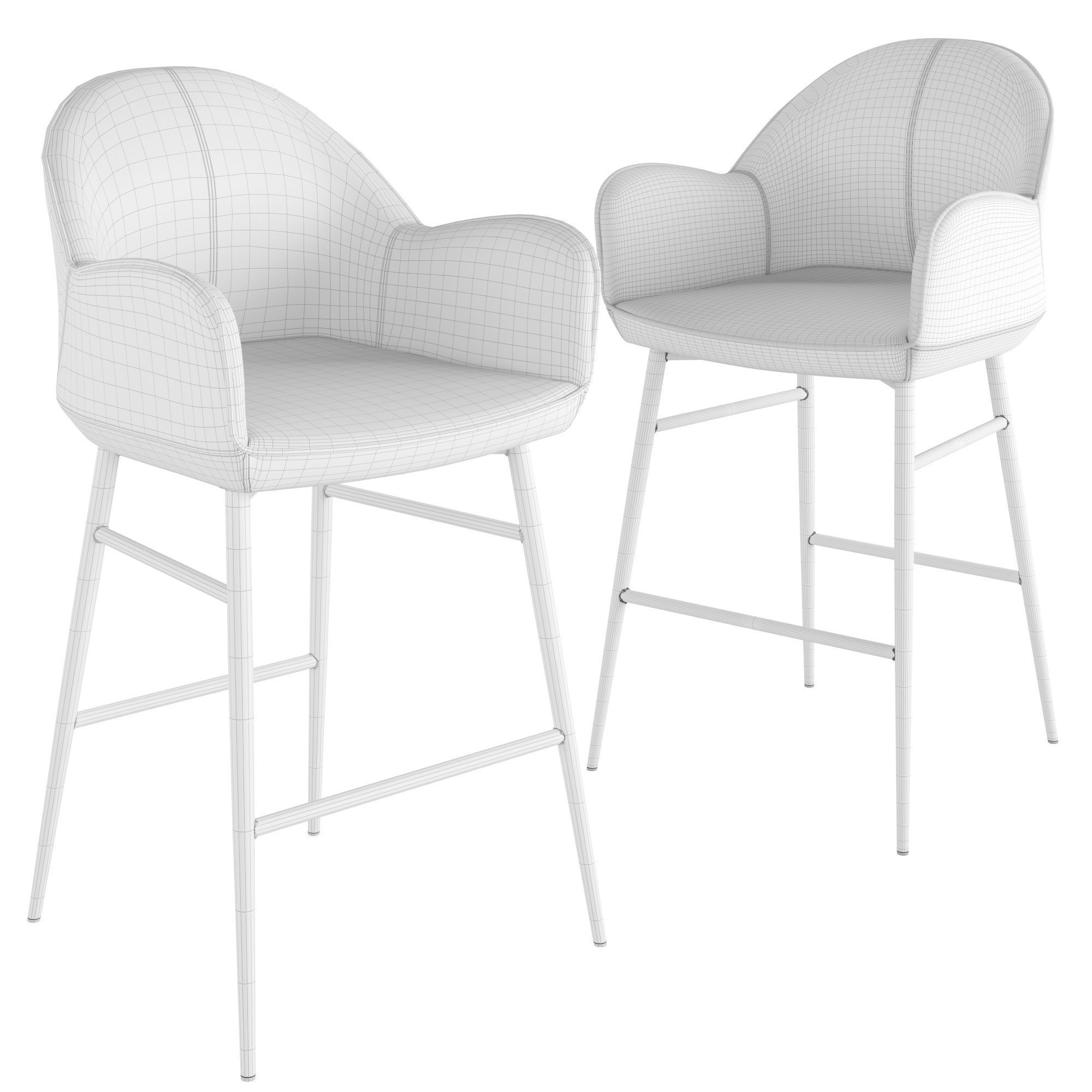 Semi-bar stool A175 3D model_1