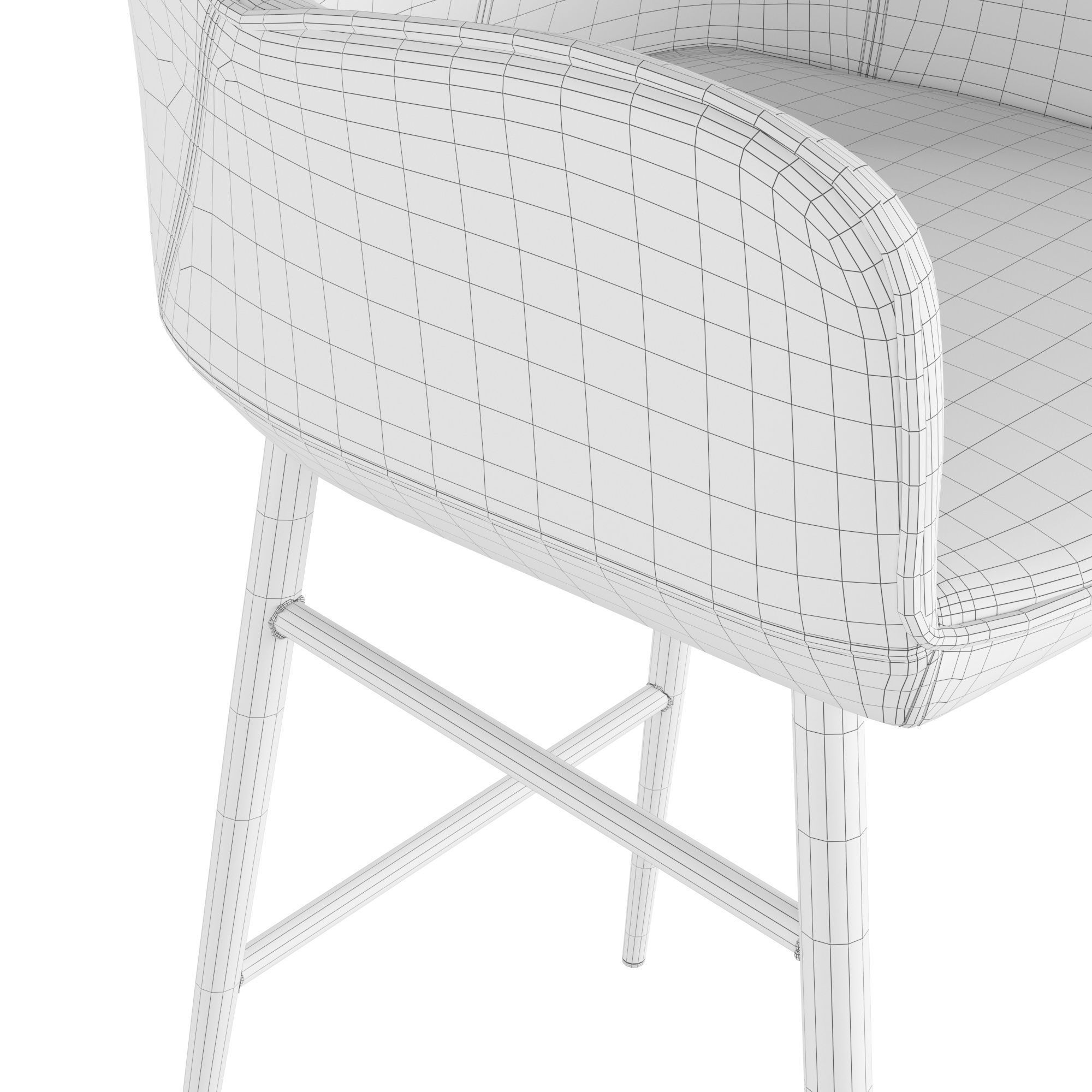 Semi-bar stool A175 3D model_5