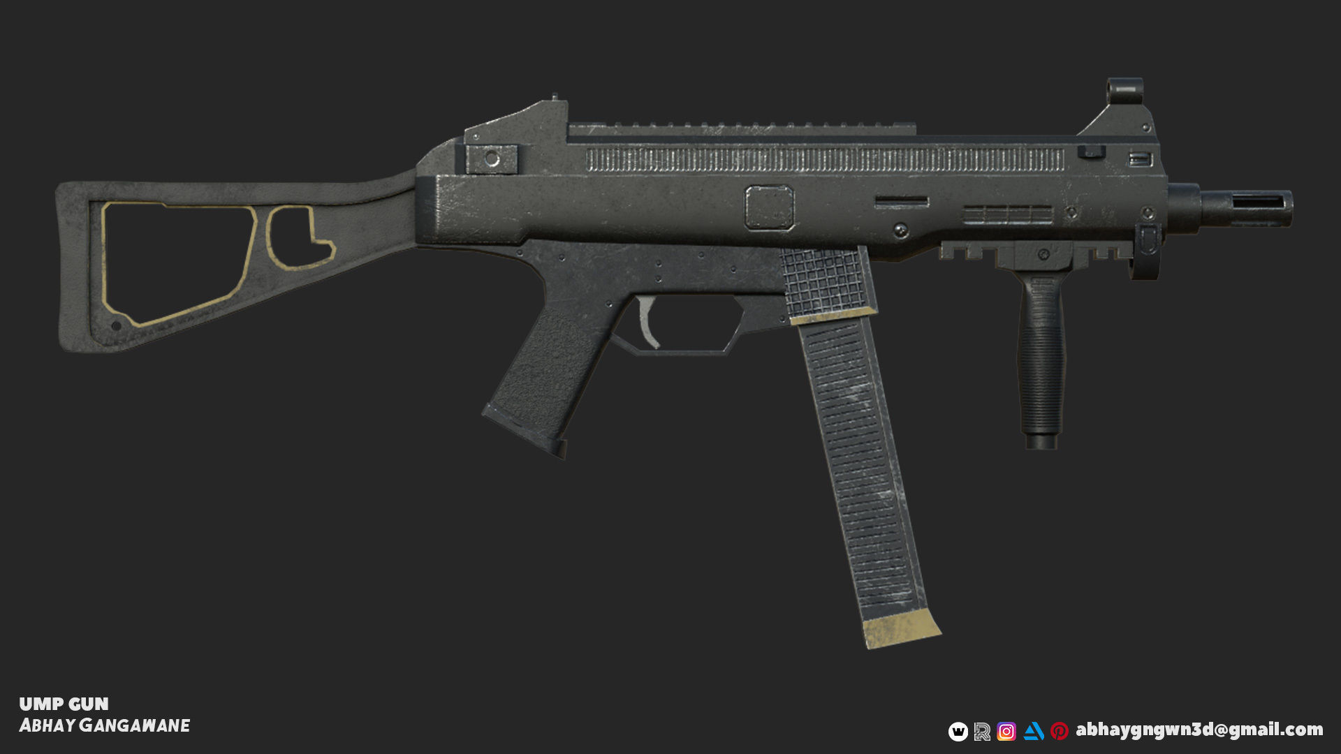 UMP Gun CGTrader Low-poly 3D model_5