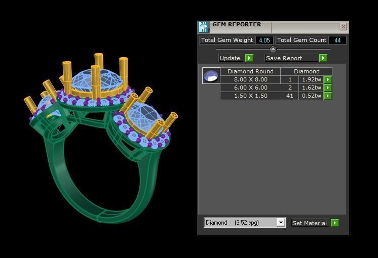 color stone ring 3D print model_2