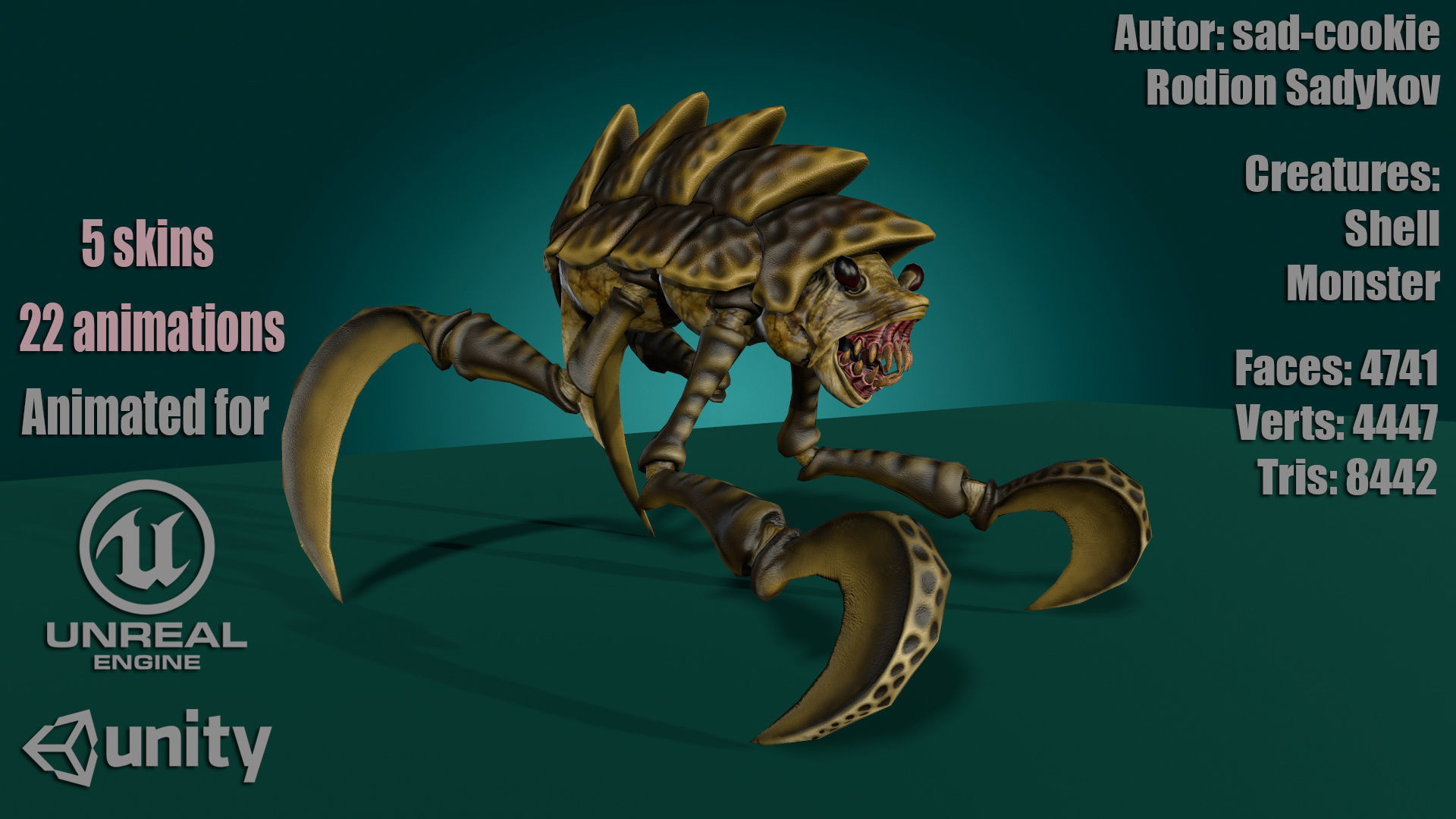 Shell Monster Low-poly 3D model_0