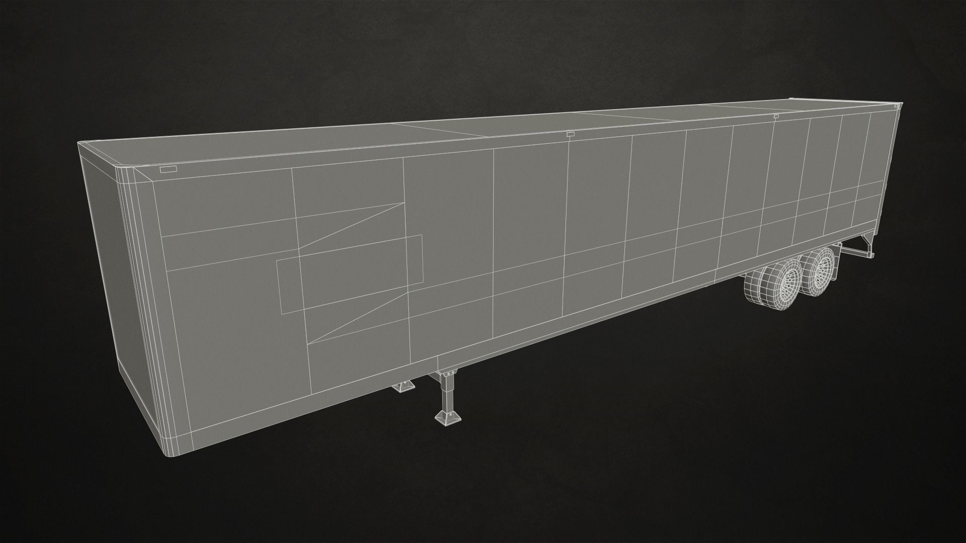 Semi Truck Van Trailer Low-poly 3D model_23