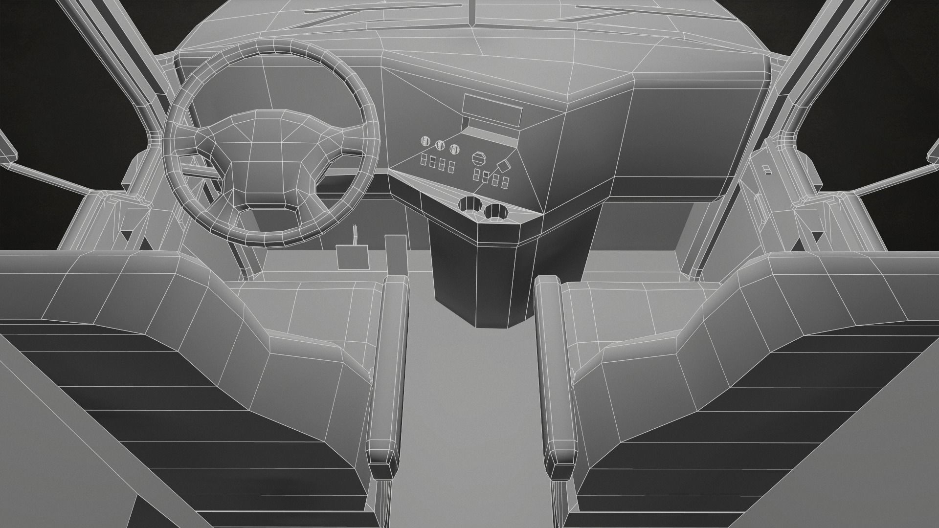 Semi Truck Van Trailer Low-poly 3D model_21