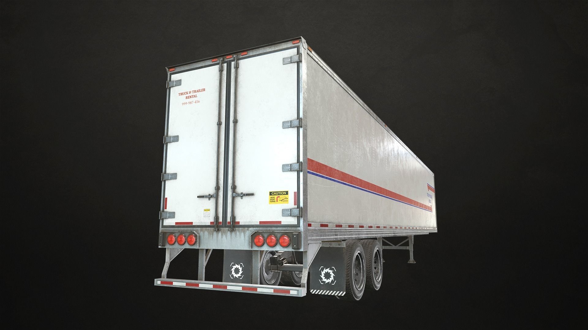 Semi Truck Van Trailer Low-poly 3D model_16