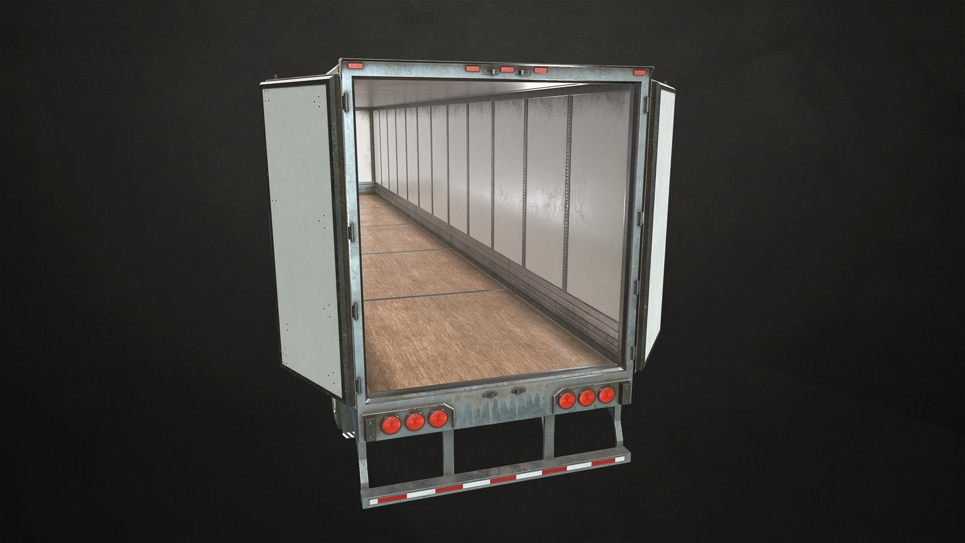 Semi Truck Van Trailer Low-poly 3D model_17