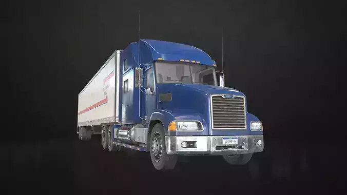 Semi Truck Van Trailer Low-poly 3D model