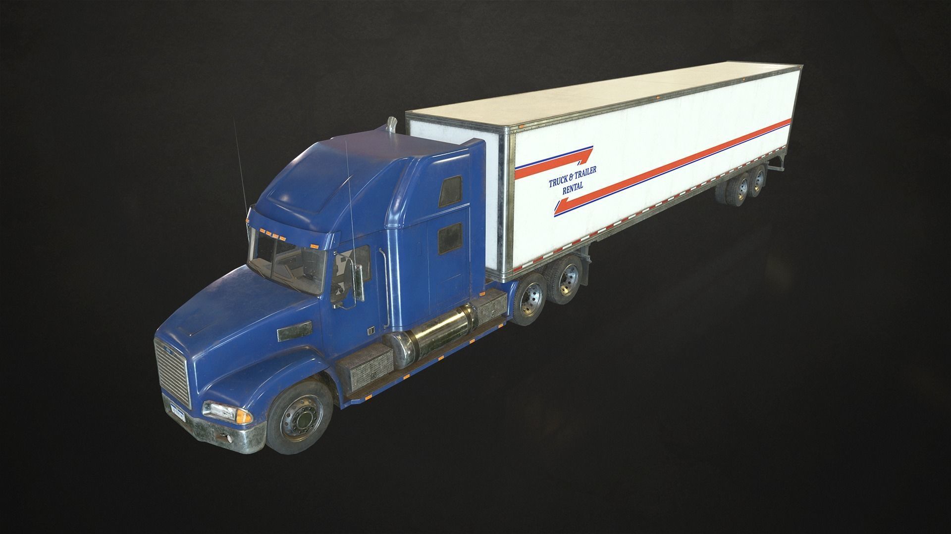 Semi Truck Van Trailer Low-poly 3D model_3