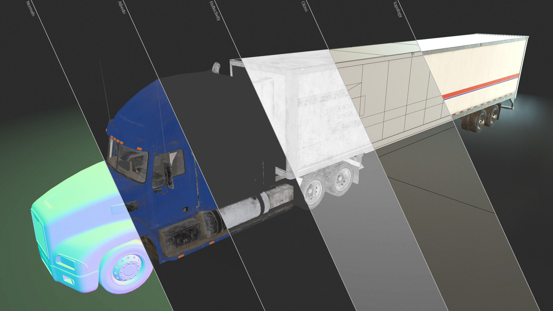 Semi Truck Van Trailer Low-poly 3D model_26