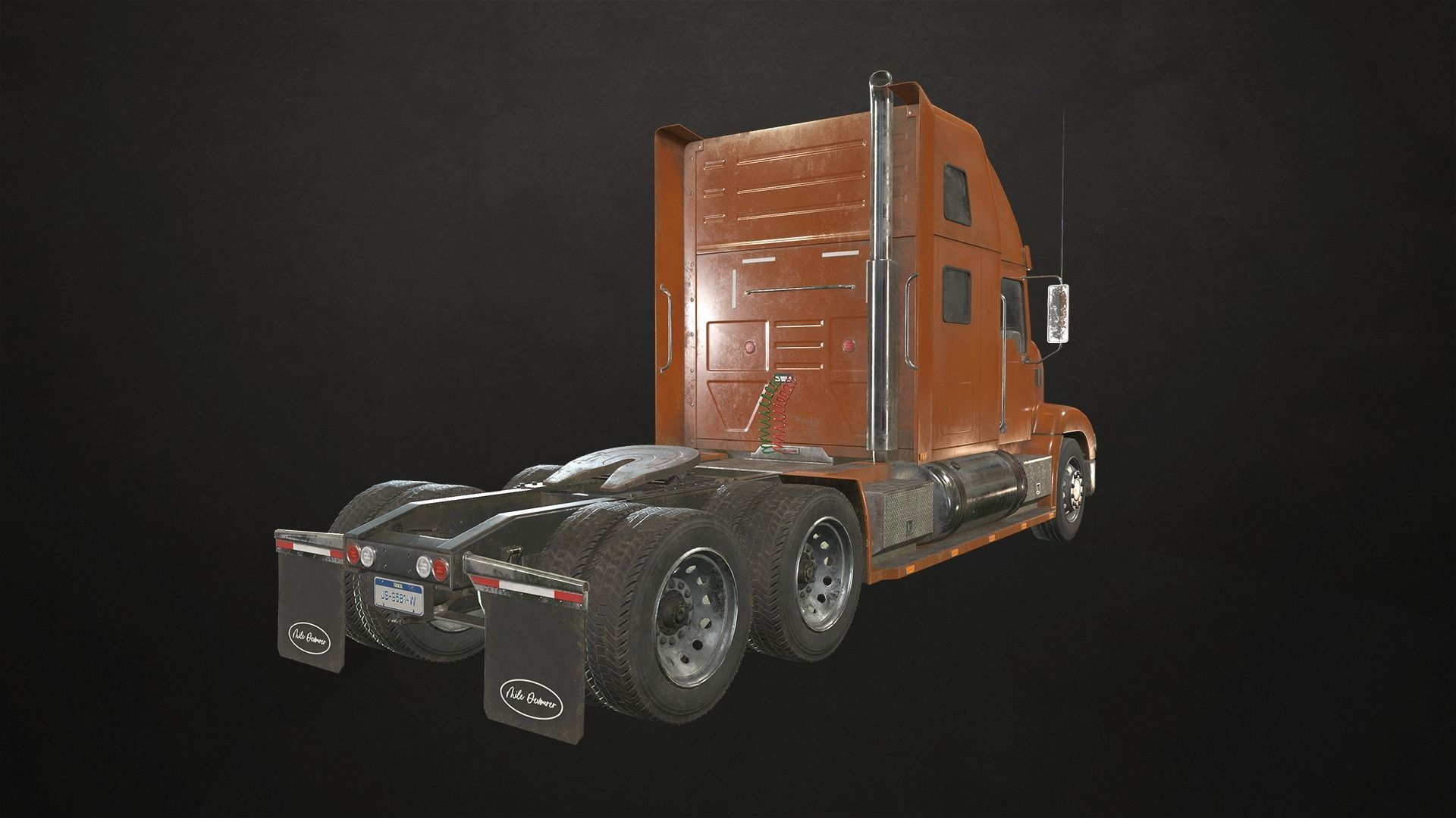Semi Truck Van Trailer Low-poly 3D model_9