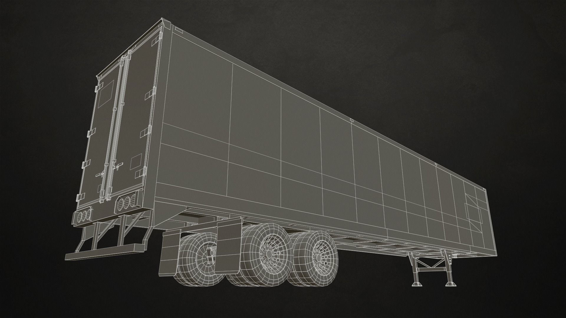 Semi Truck Van Trailer Low-poly 3D model_24