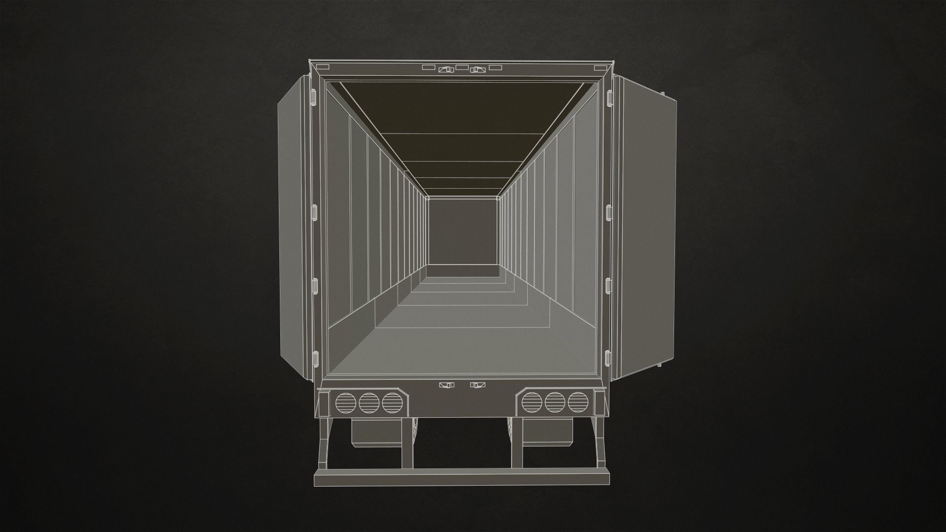 Semi Truck Van Trailer Low-poly 3D model_25