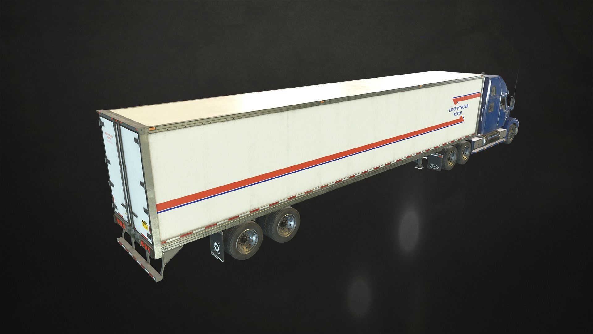 Semi Truck Van Trailer Low-poly 3D model_7