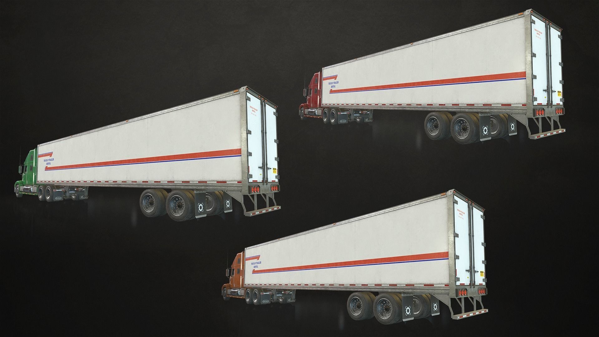 Semi Truck Van Trailer Low-poly 3D model_6
