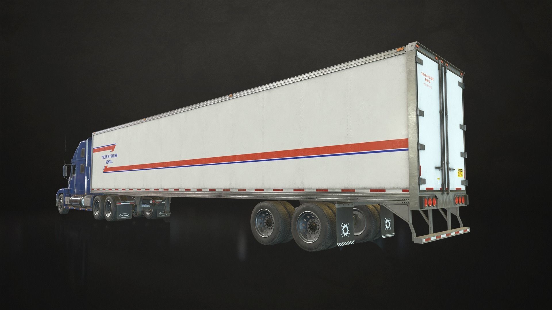 Semi Truck Van Trailer Low-poly 3D model_5