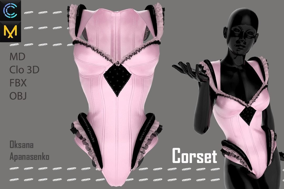 Female corset 3D model_0