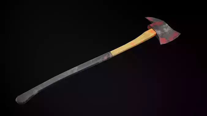 Game ready low poly fire axe