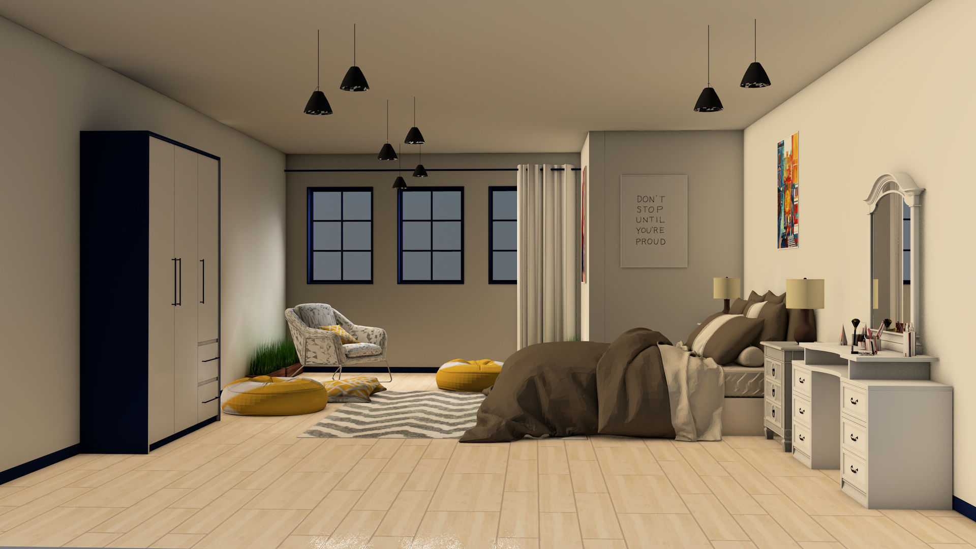 Simple Bedroom 3D model_6