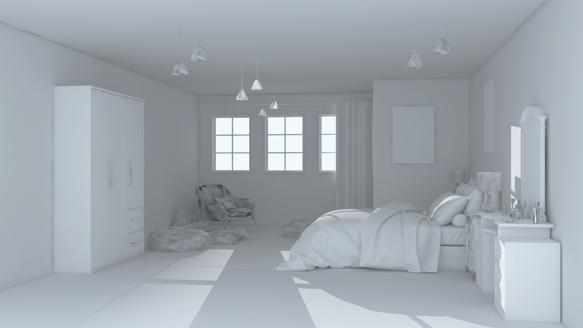 Simple Bedroom 3D model_7