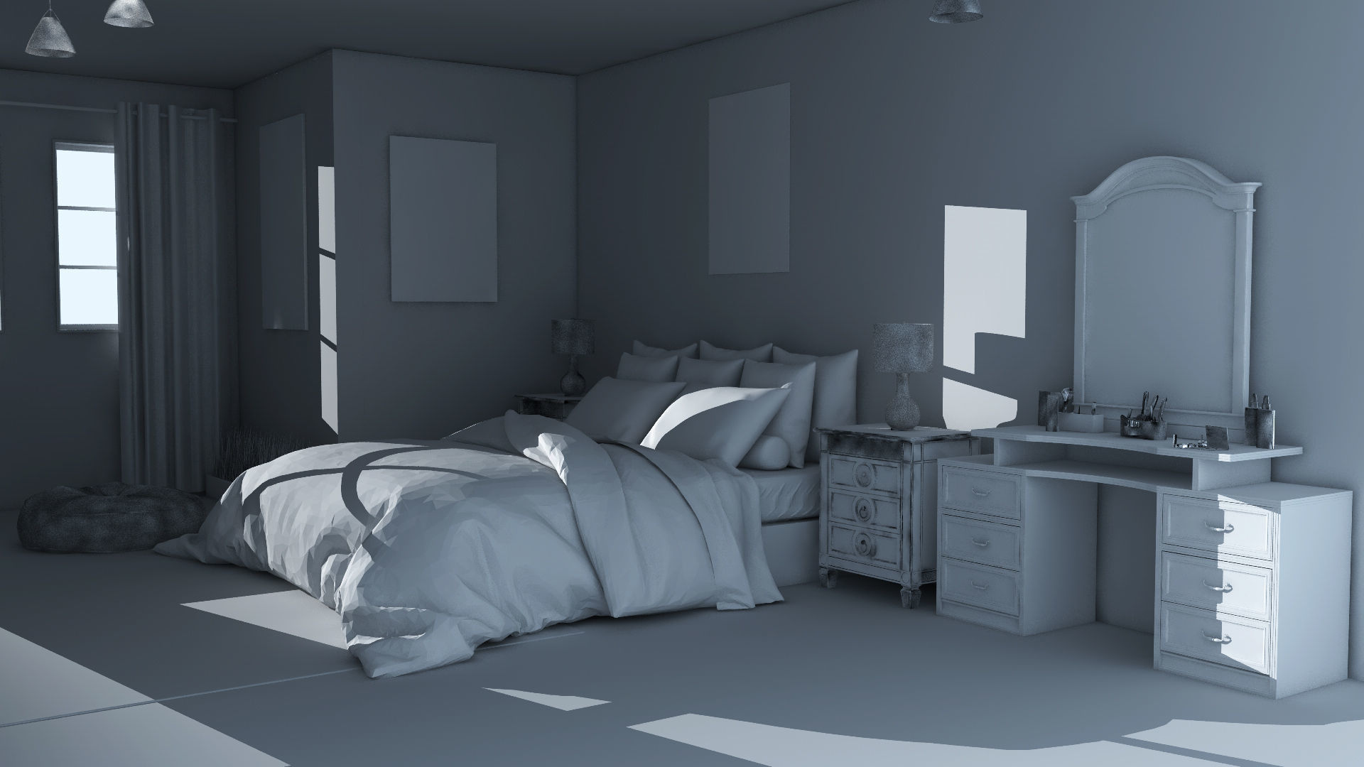 Simple Bedroom 3D model_8