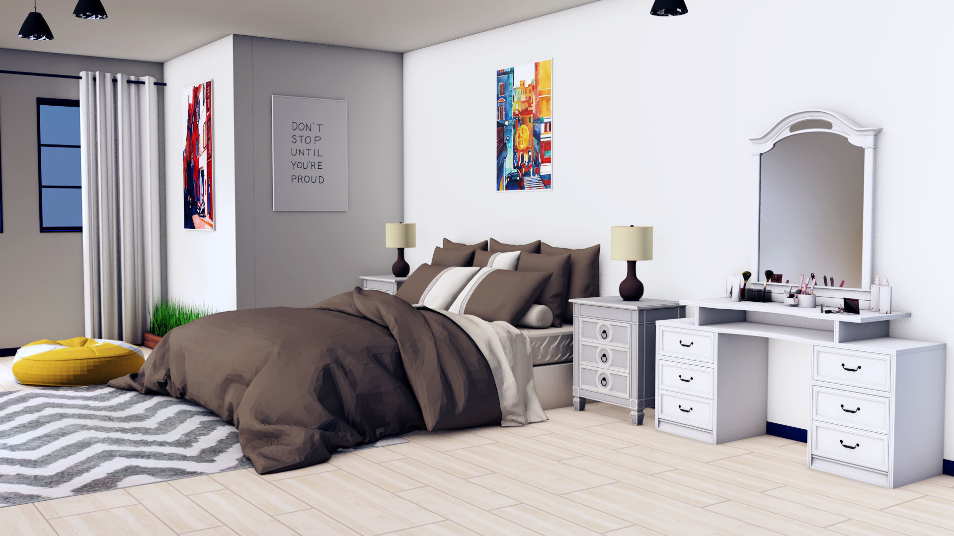 Simple Bedroom 3D model_2
