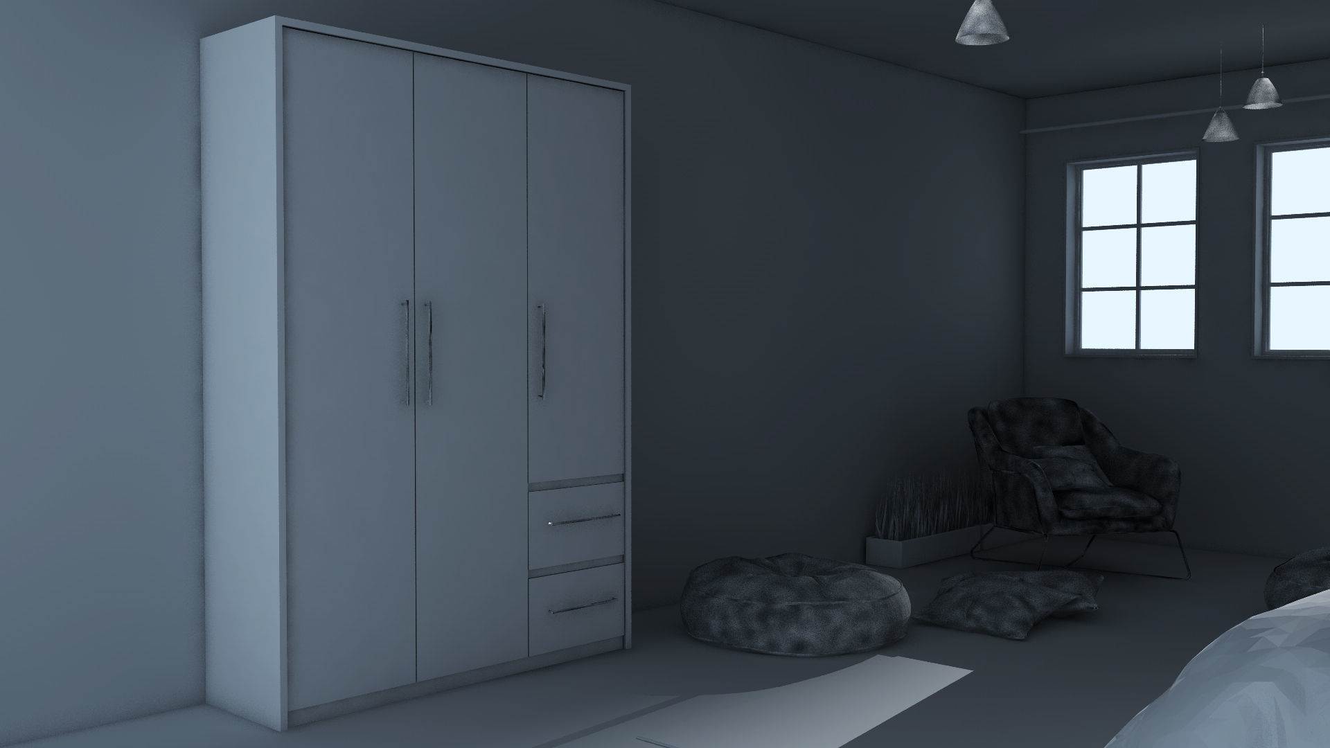 Simple Bedroom 3D model_9
