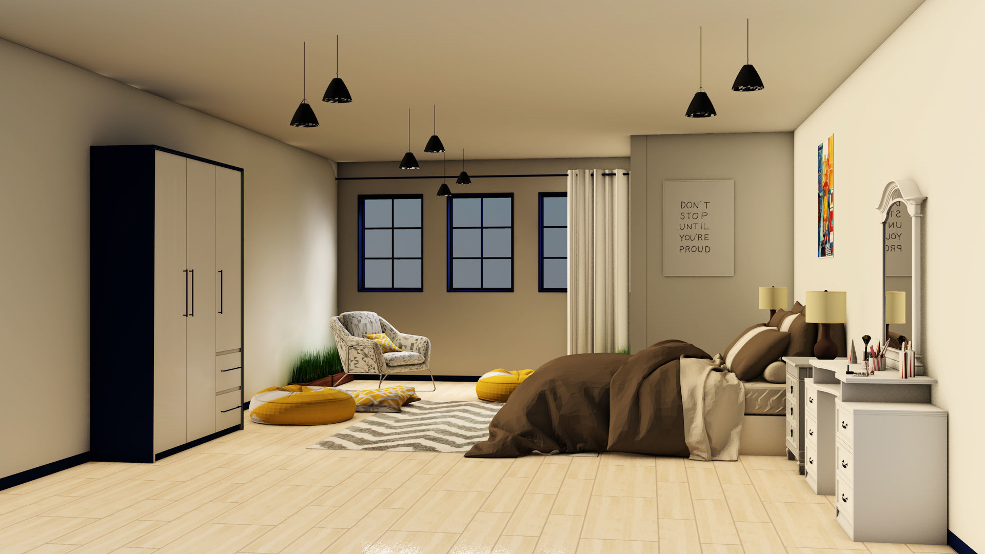 Simple Bedroom 3D model_5