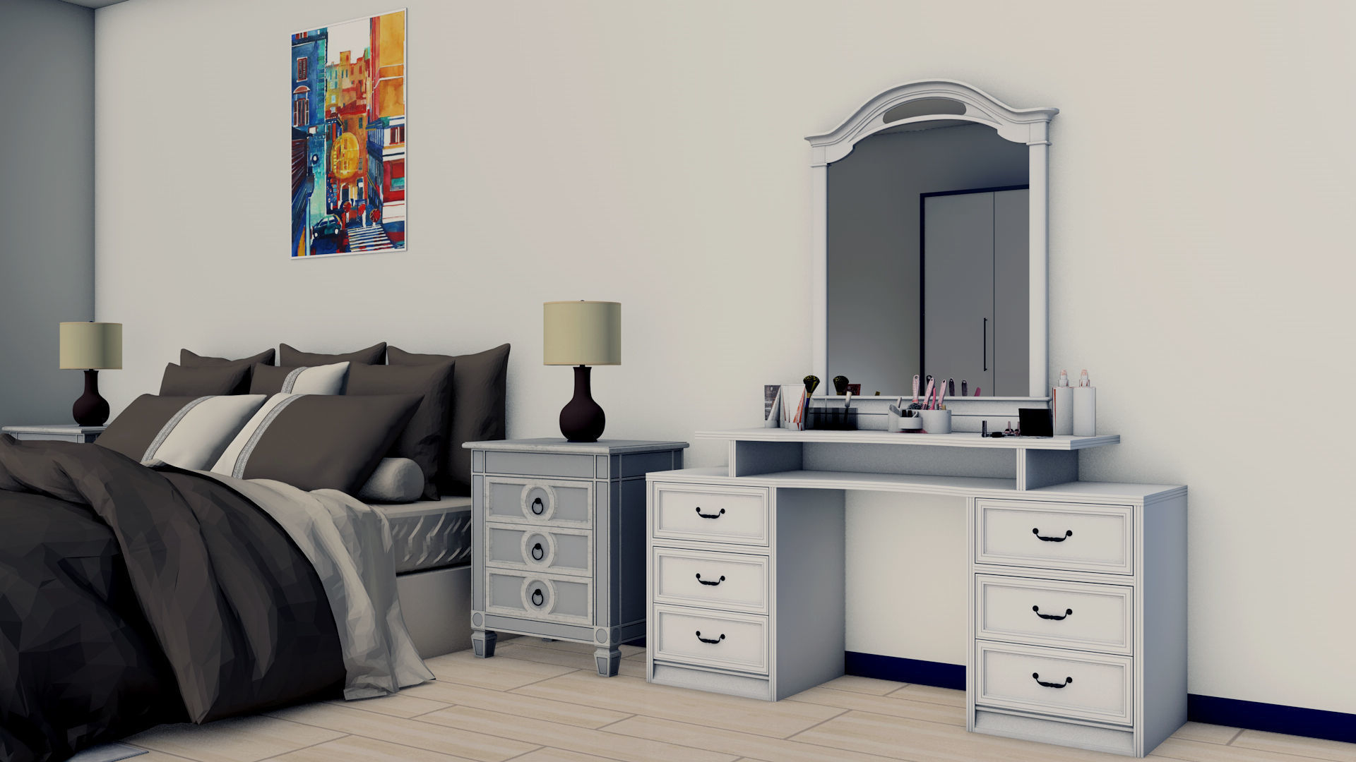 Simple Bedroom 3D model_4