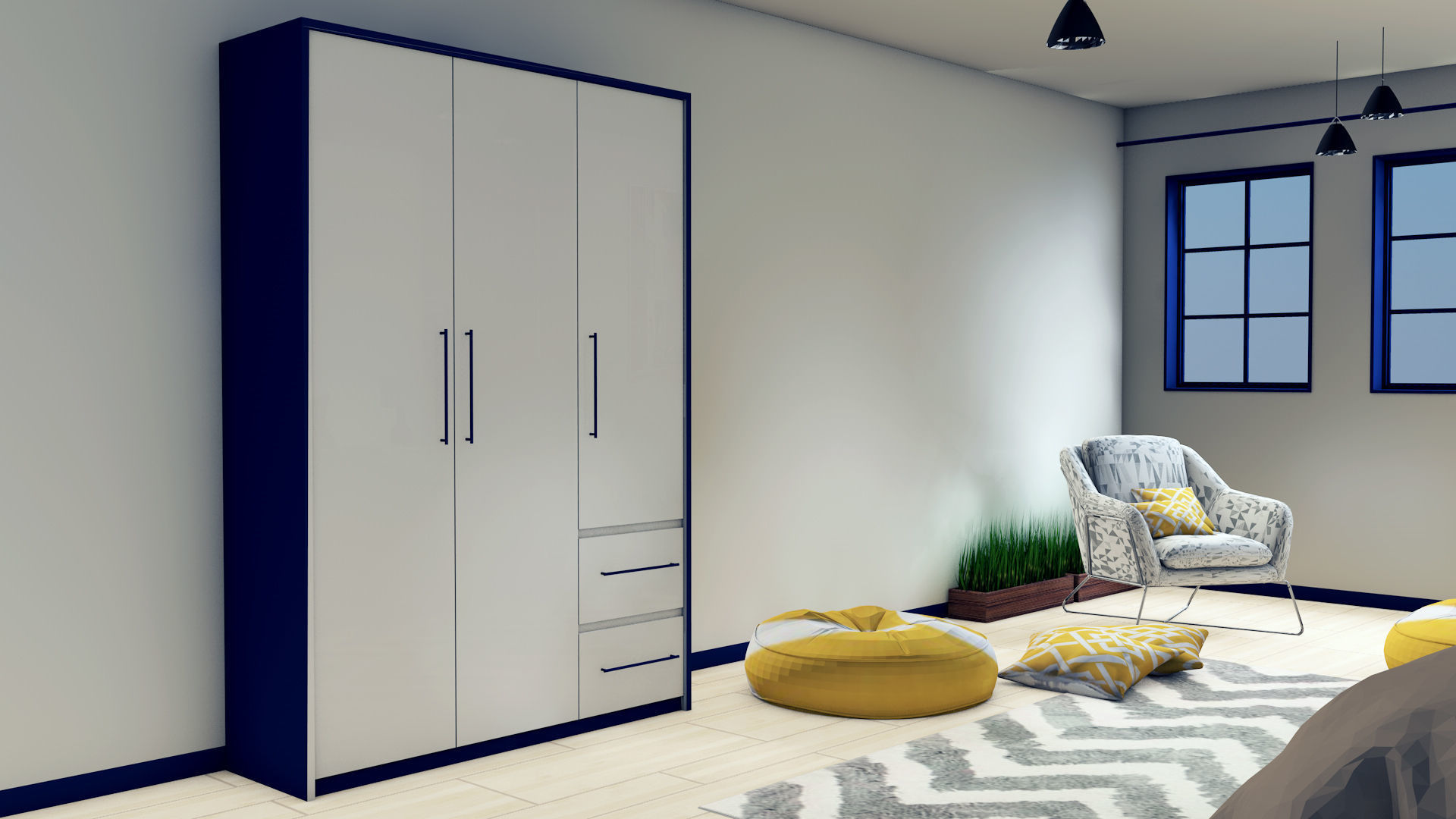 Simple Bedroom 3D model_3