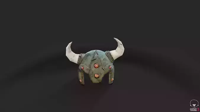 Stylized damaged helmet Low-poly 3D model