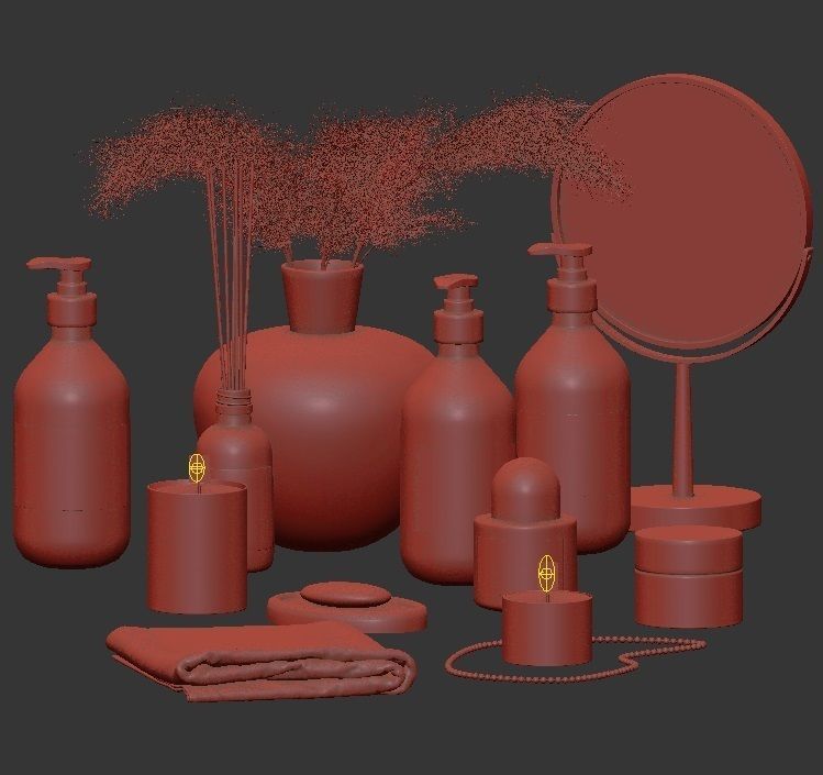 Bathroom accessories set 02 3D model_4