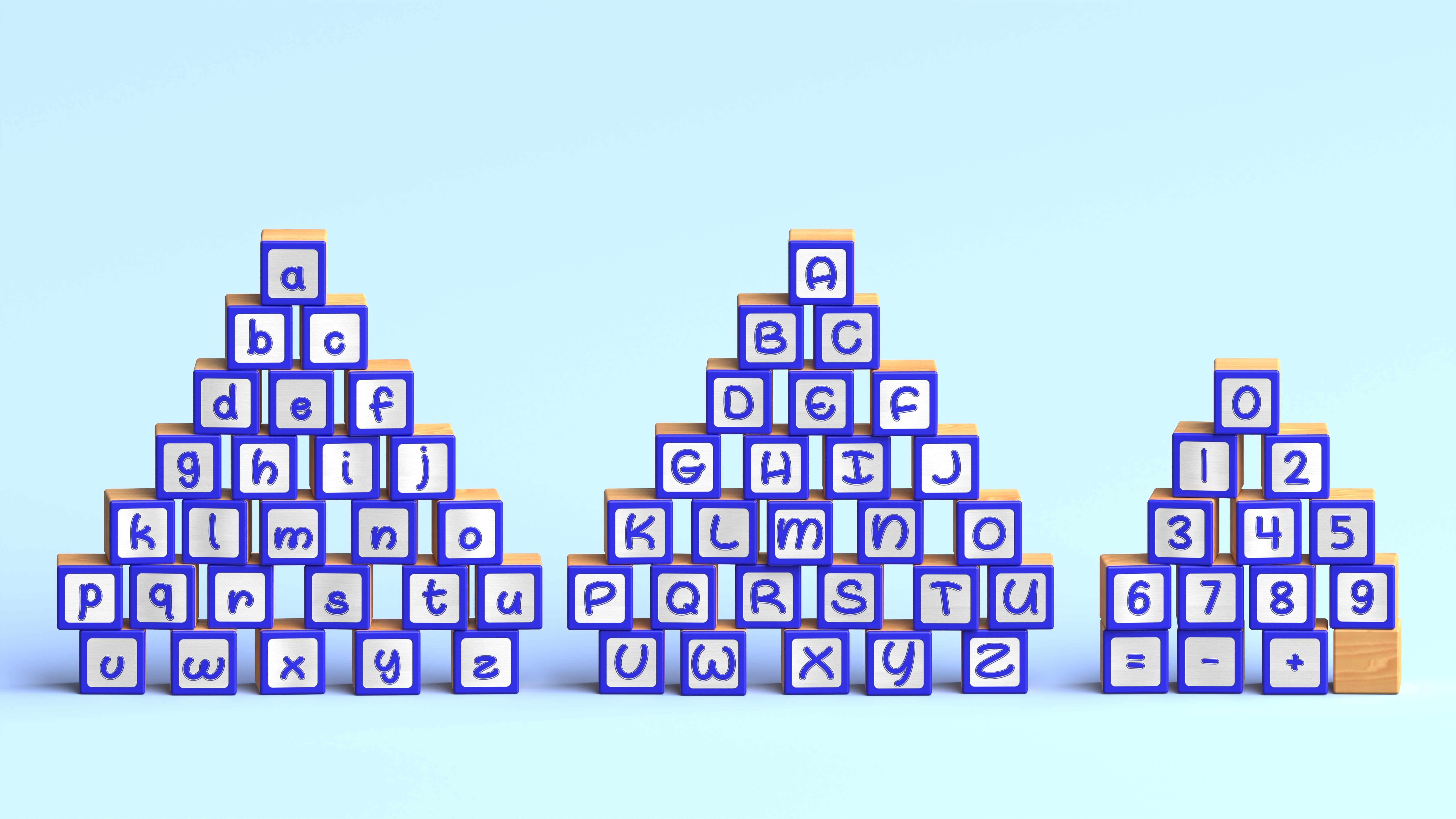 Wooden Blocks - Alphabet and Numbers - Unreal Engine Low-poly 3D model_2