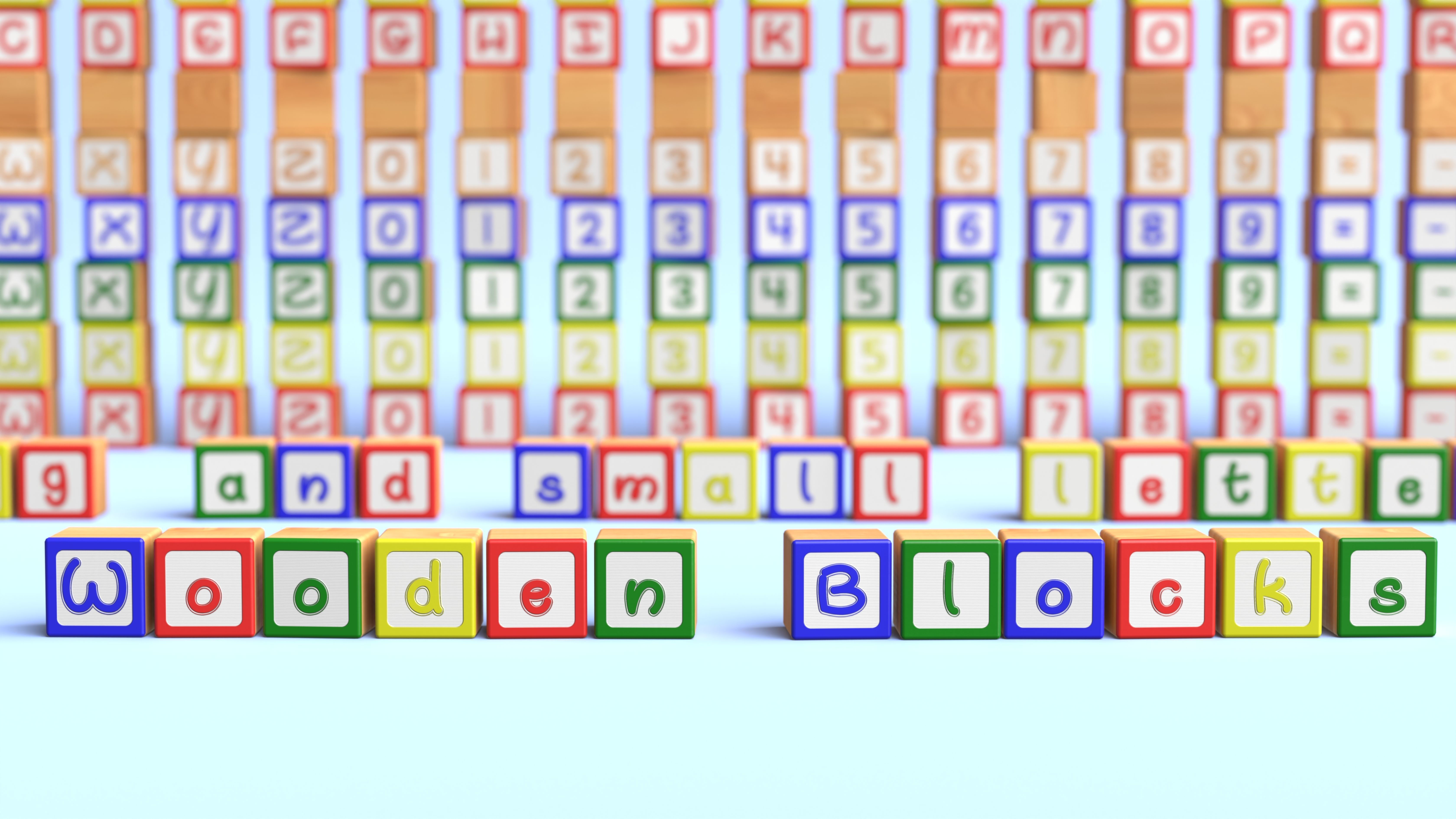 Wooden Blocks - Alphabet and Numbers - Unreal Engine Low-poly 3D model_1