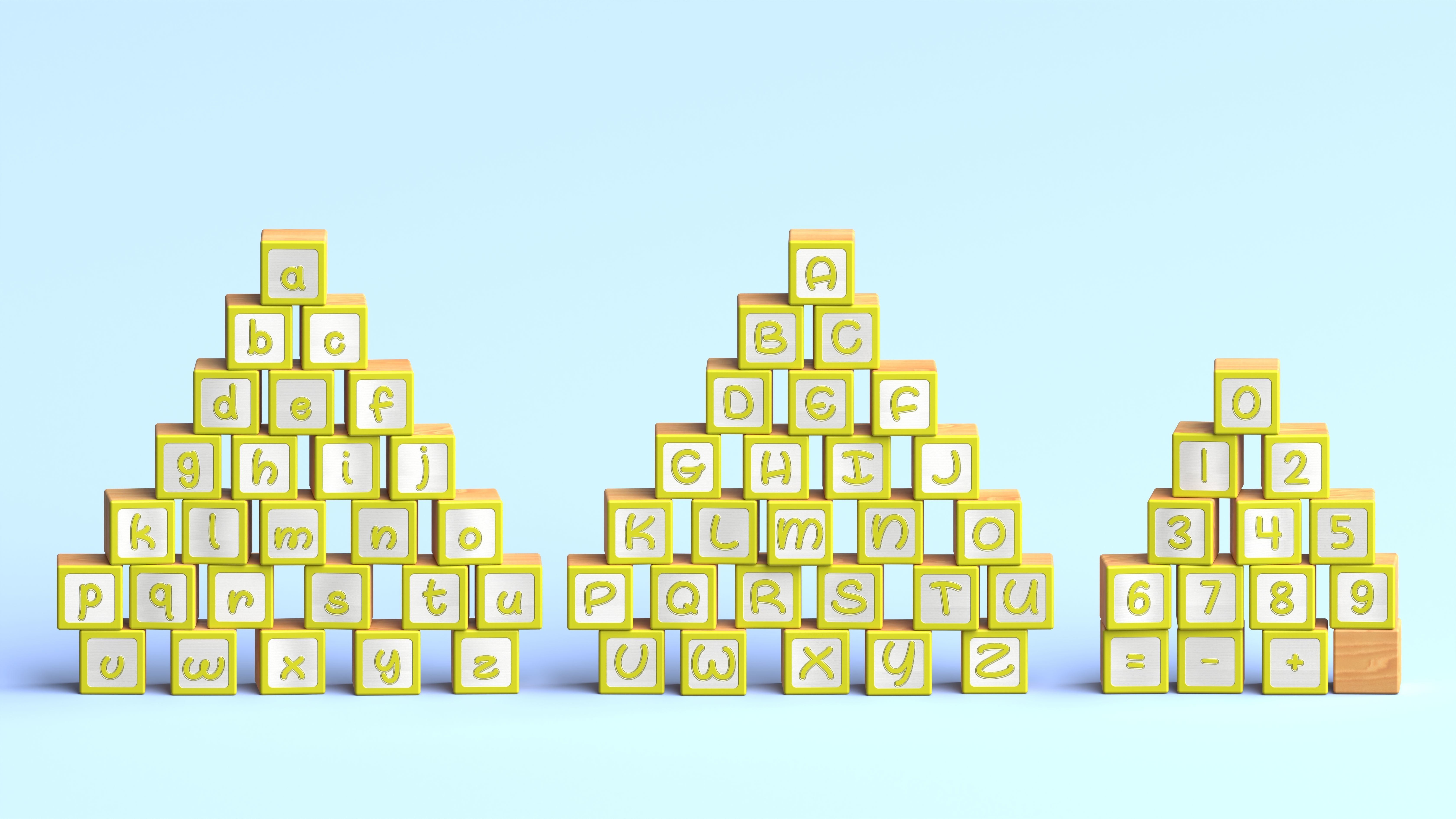 Wooden Blocks - Alphabet and Numbers - Unreal Engine Low-poly 3D model_6