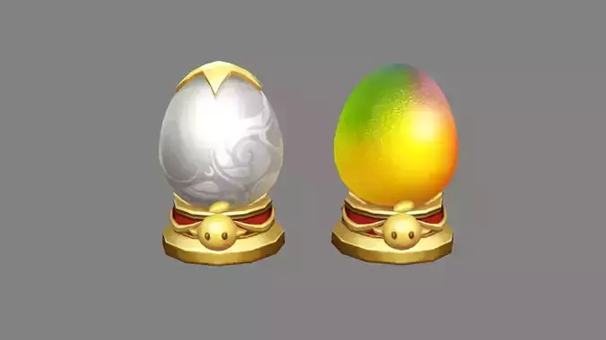 Cartoon Lucky Golden Eggs - Easter Eggs - Silver Eggs Low-poly 3D model