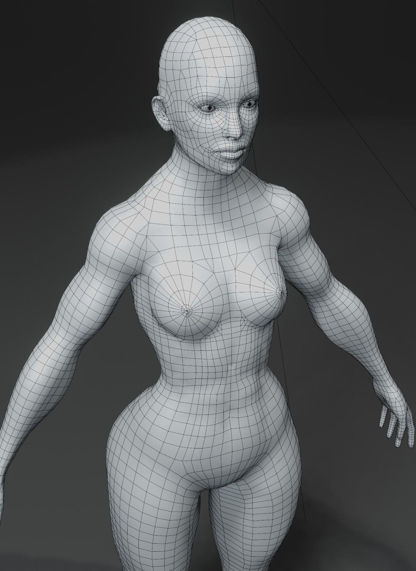 Superhero Female Body Base Mesh 3D Model 10k Polygons Low-poly 3D model_2