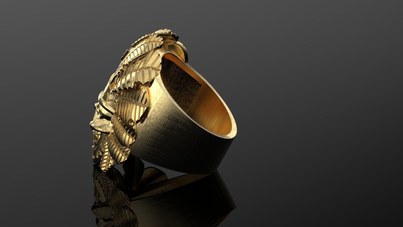 Skull ring Viking ring 3D print model_21