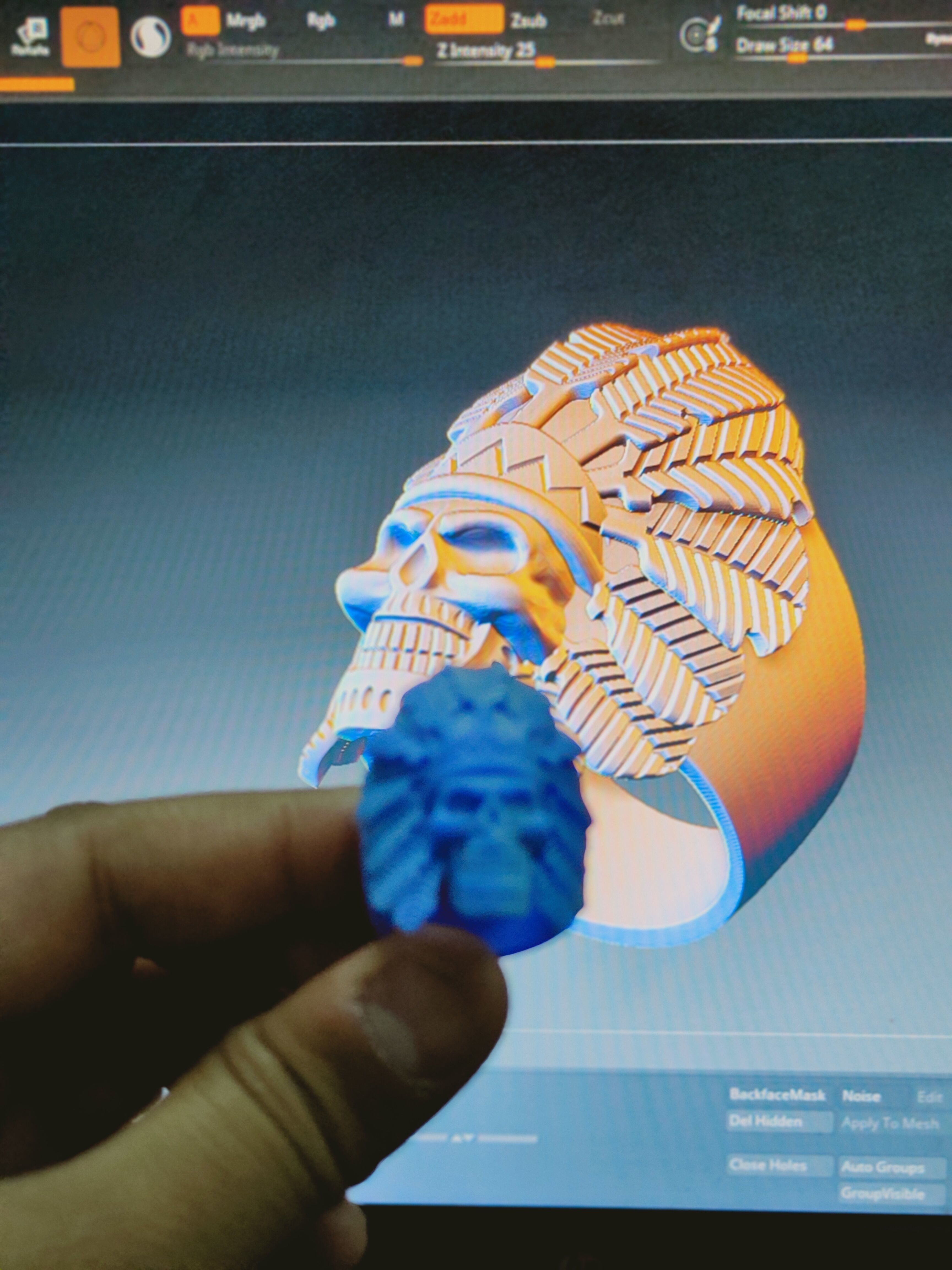 Skull ring Viking ring 3D print model_5