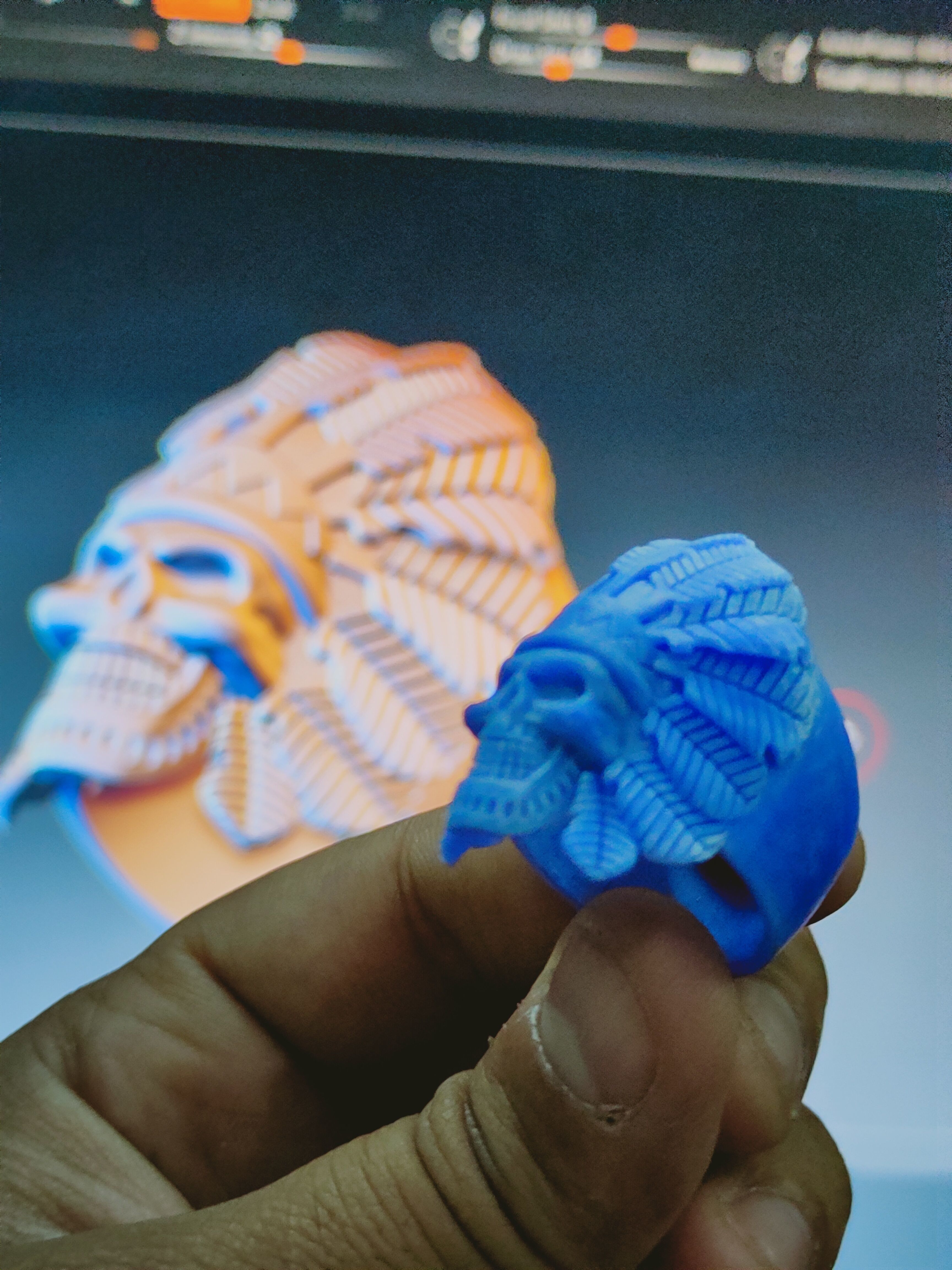 Skull ring Viking ring 3D print model_9