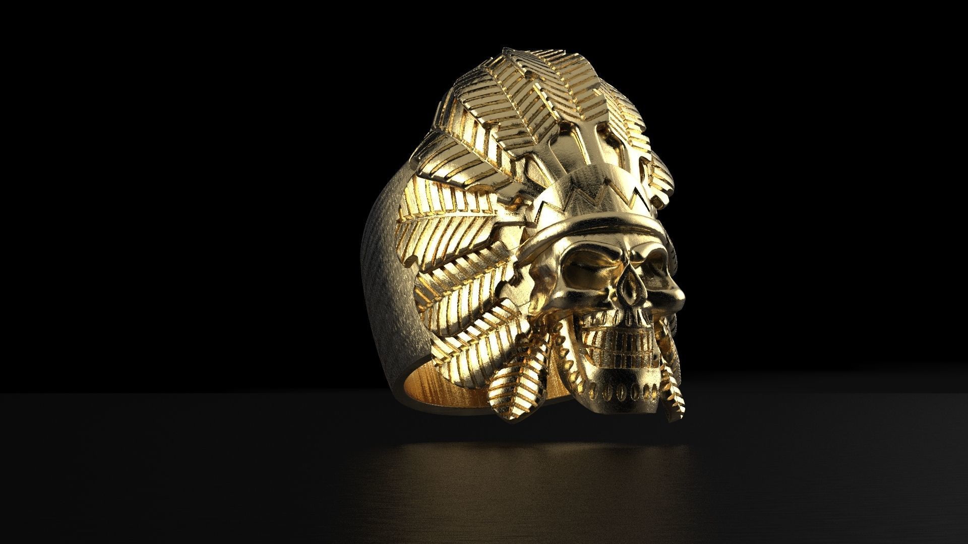 Skull ring Viking ring 3D print model_15