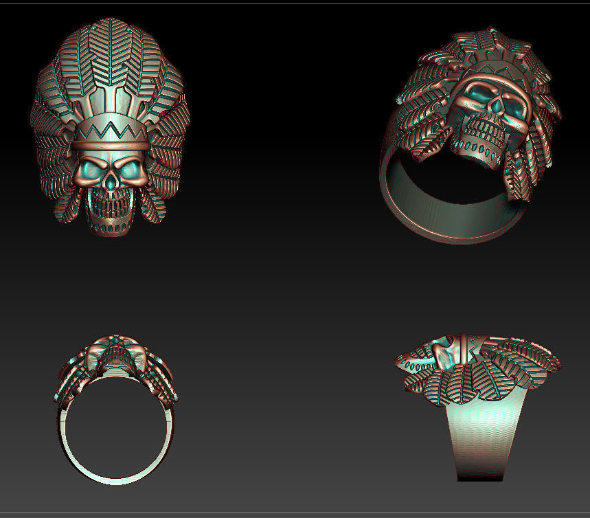 Skull ring Viking ring 3D print model_2