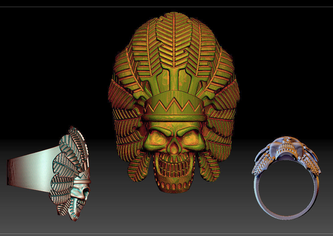 Skull ring Viking ring 3D print model_22